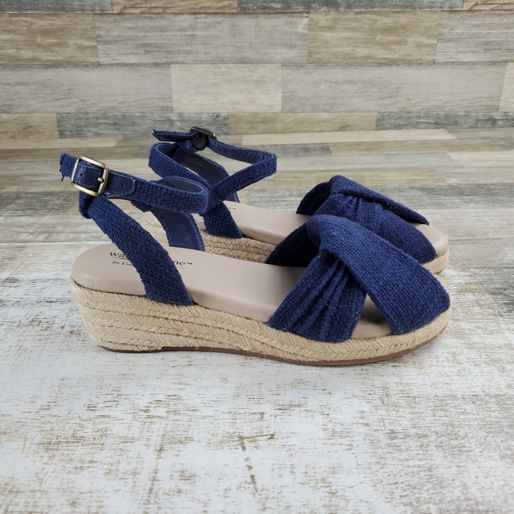 Coldwater Creek Callie Womens Espadrilles Wedge Sandals Sz 9 M Midnight Navy